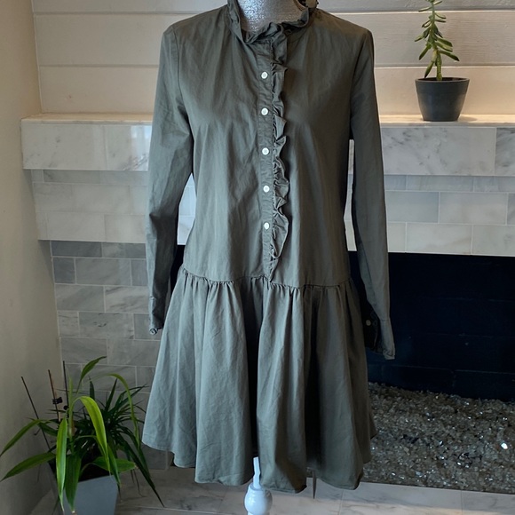 Kate Spade Broome Street Ruffled Ilive Poplin Shirtdress Size Medium - Picture 8 of 15